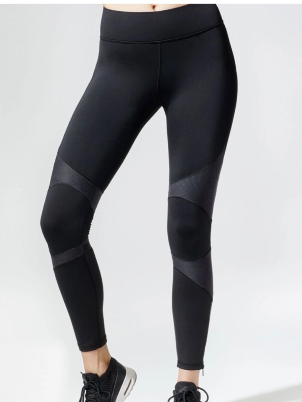 MICHI Black Moto Mesh Ribbed High Waisted Leggings Size Medium